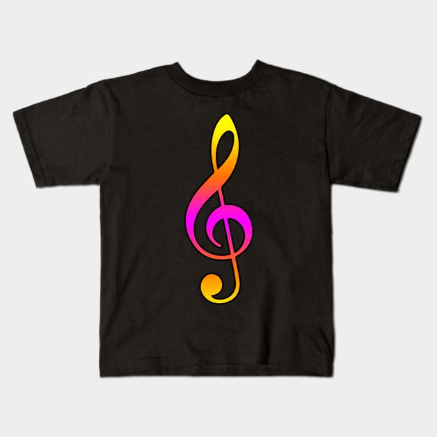 Neon Music Note Kids T-Shirt by Kelly Louise Art